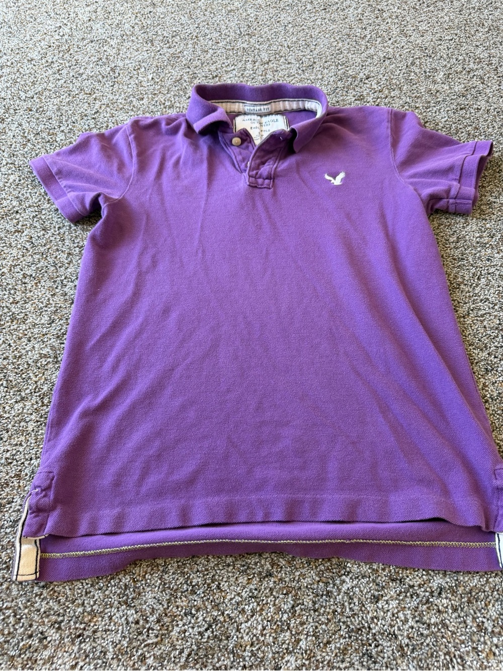 American Eagle Vintage Fit Eagle Polo S Purple Y2K 2000s Preppy Embroidered Logo
